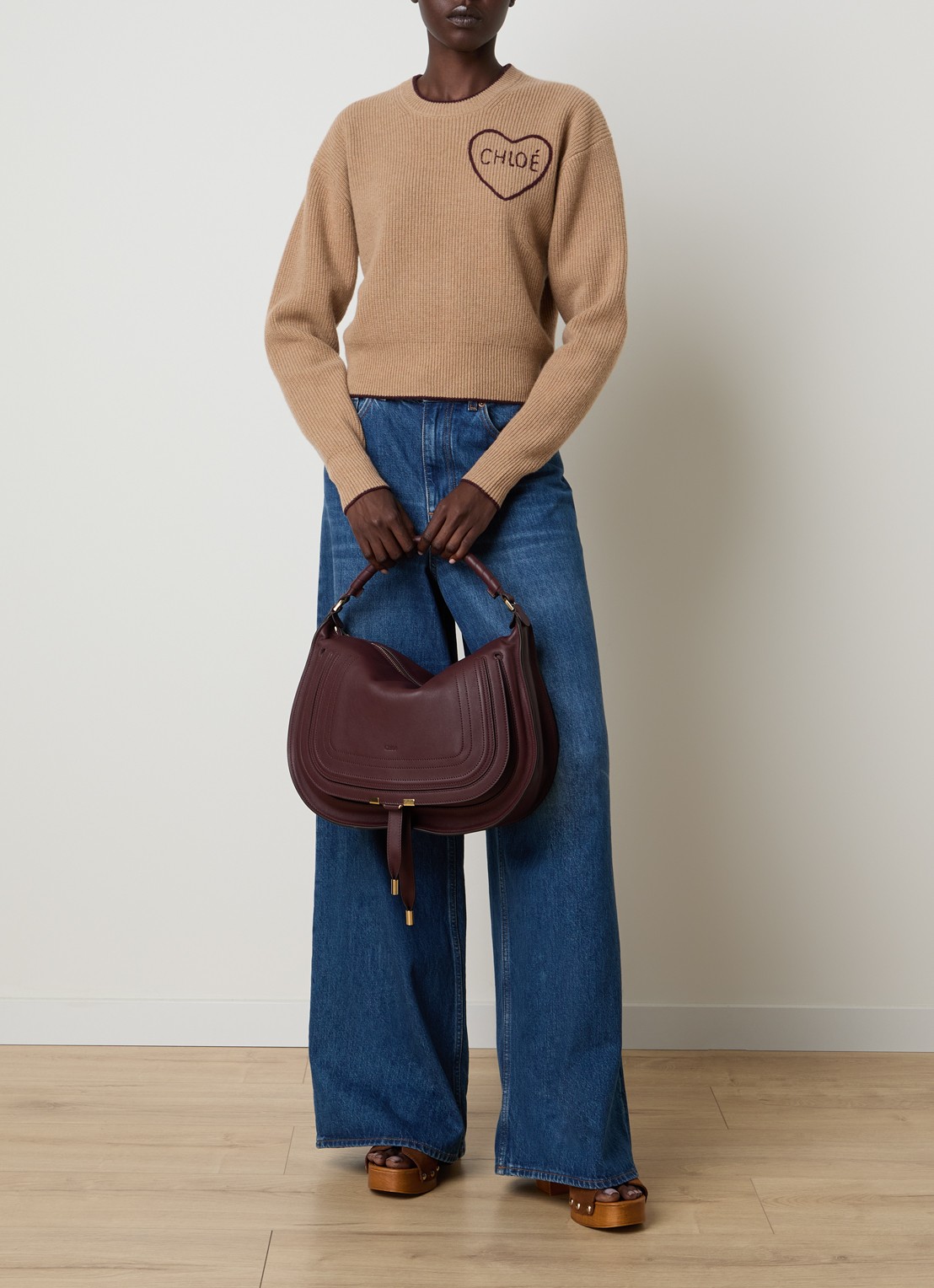 Chloé Blouse van zijde met details van kant - voorkant 4 bruin