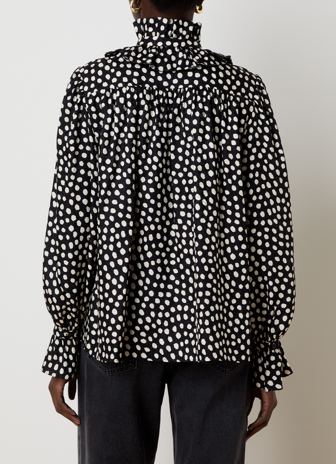 Chloé Blouse van zijde met sjaalkraag en stippenprint - achterkant 5 zwart