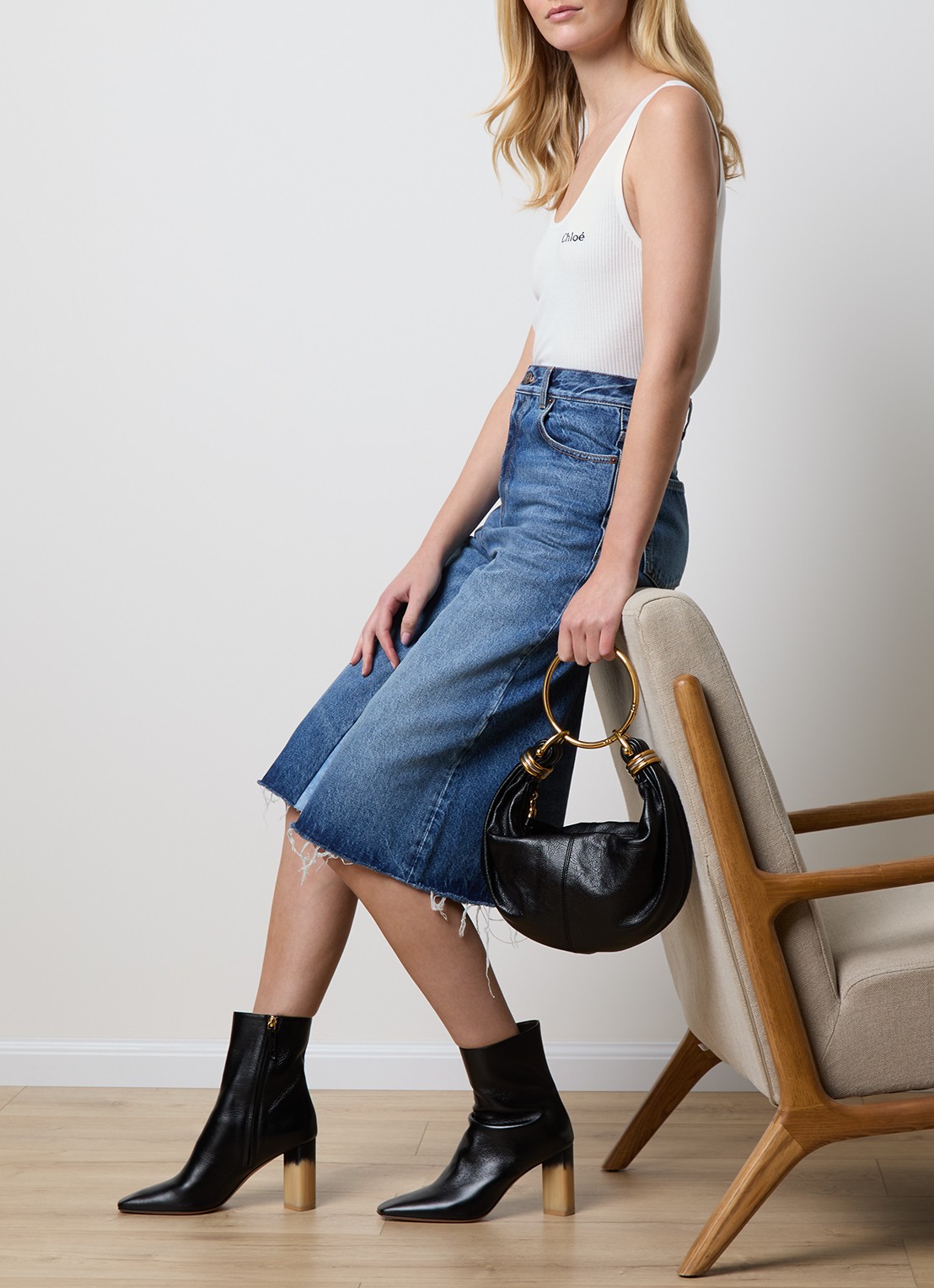 Chloé Bracelet handtas van kalfsleer - voorkant 3 zwart