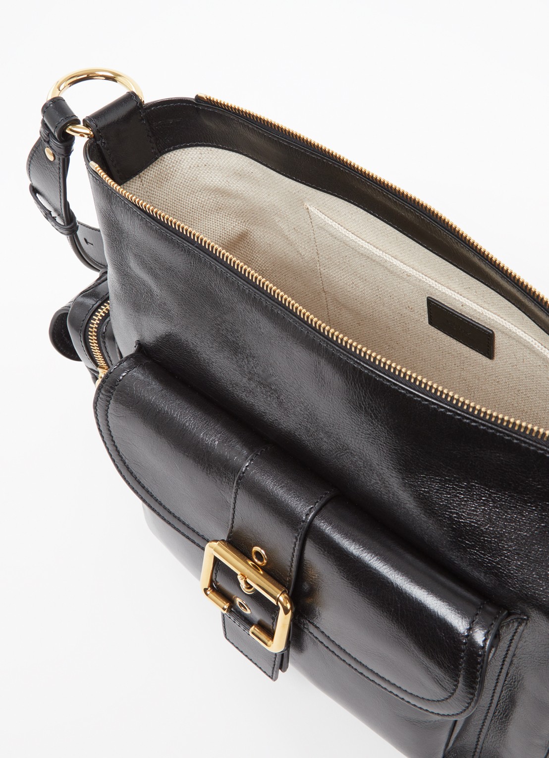Chloé Camera handtas van buffelleer - detail zwart