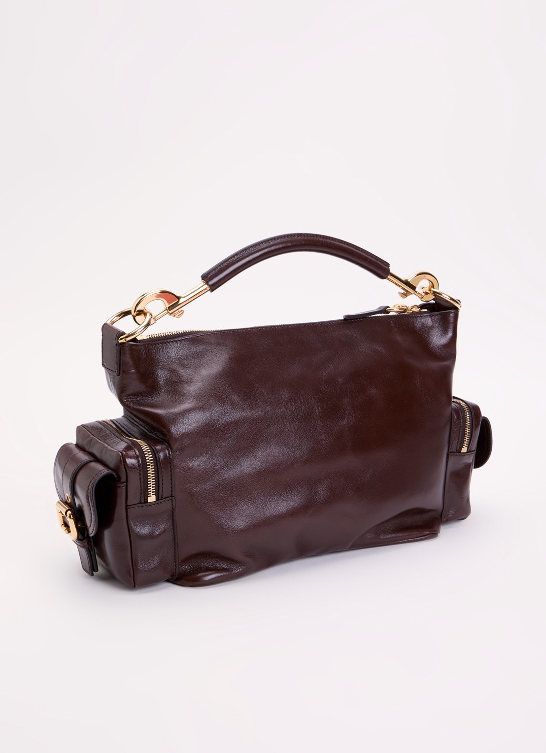 Chloé Camera handtas van buffelleer - achterkant donkerbruin