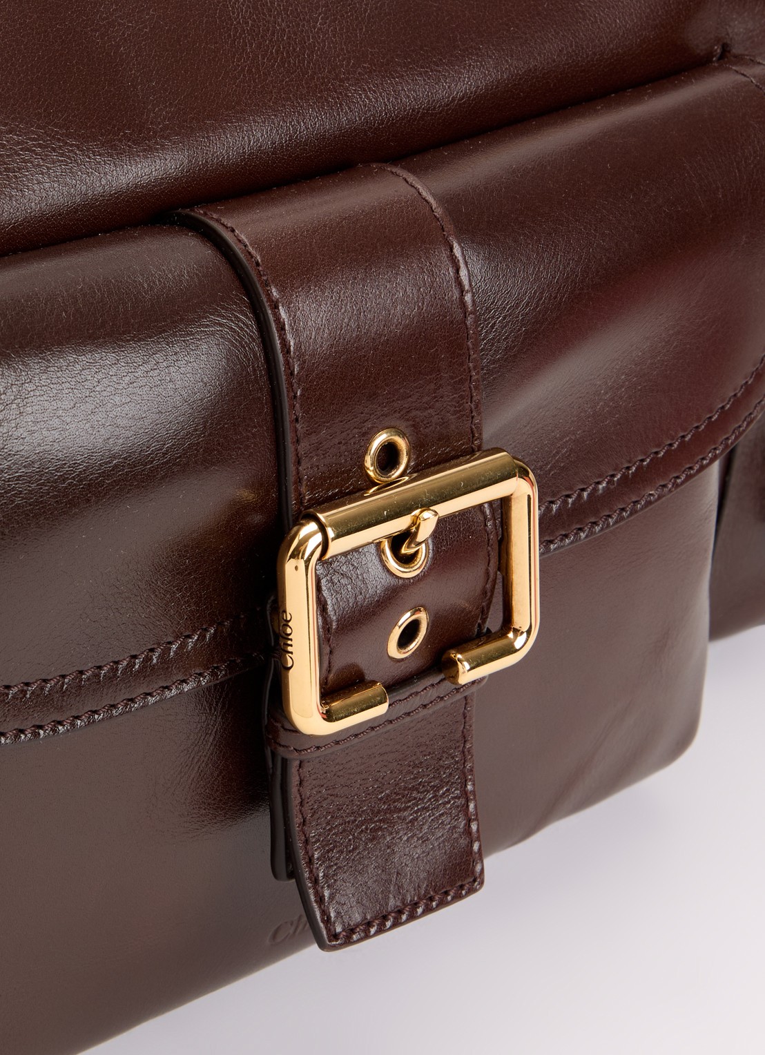Chloé Camera handtas van buffelleer - detail 4 donkerbruin