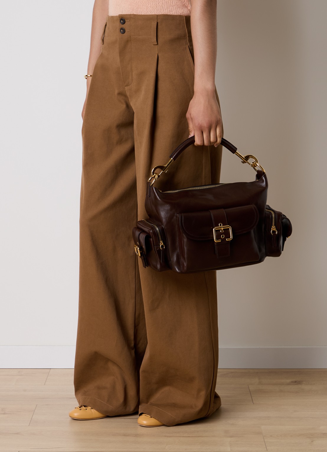 Chloé Camera handtas van buffelleer - voorkant 8 donkerbruin