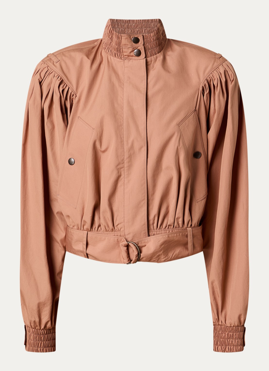 Chloé Cropped trenchcoat met pofmouw en ceintuur - voorkant 5 camel
