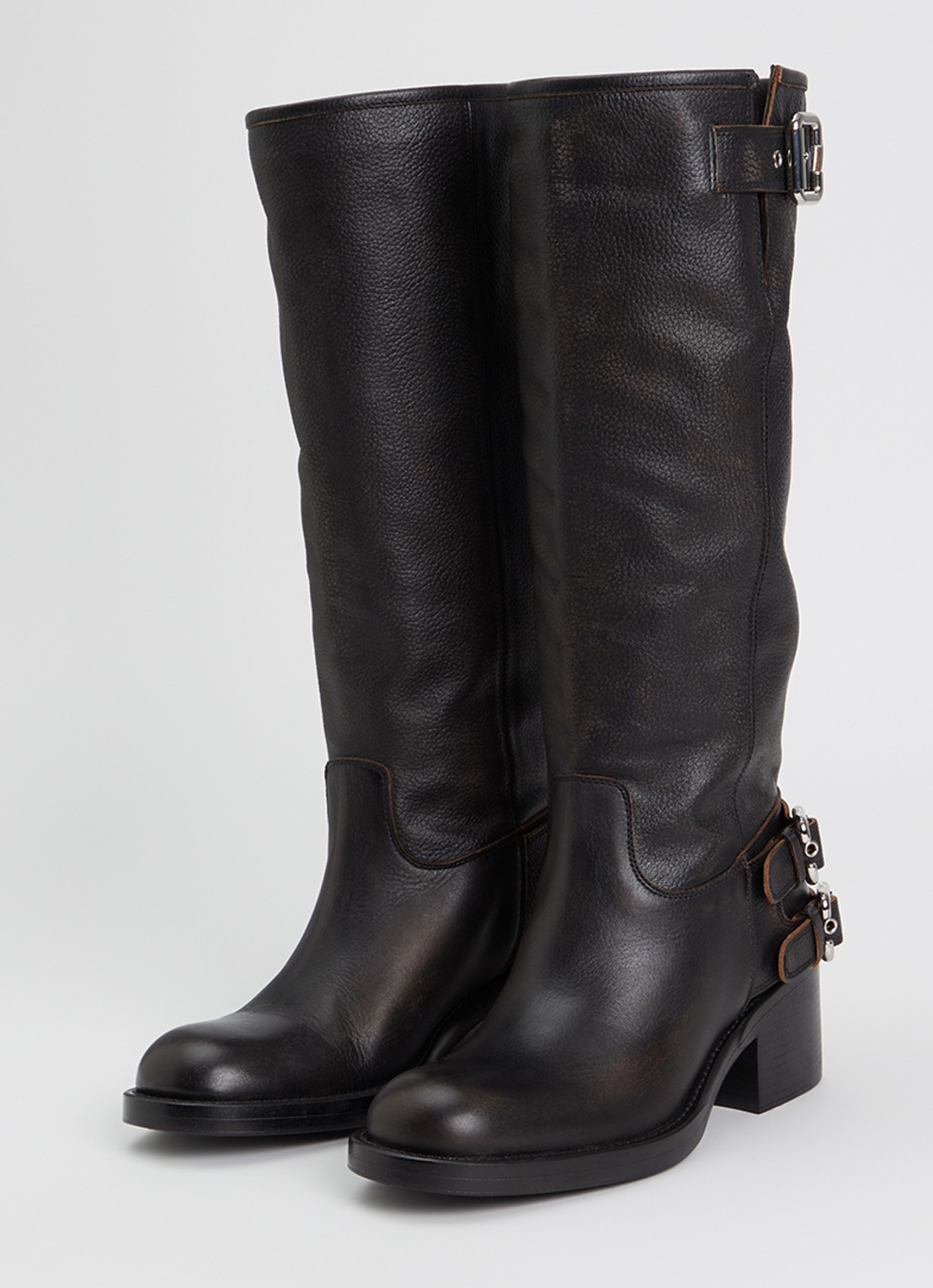 Chloé Dakota laars van kalfsleer met gespdetail - detail 3 donkerbruin