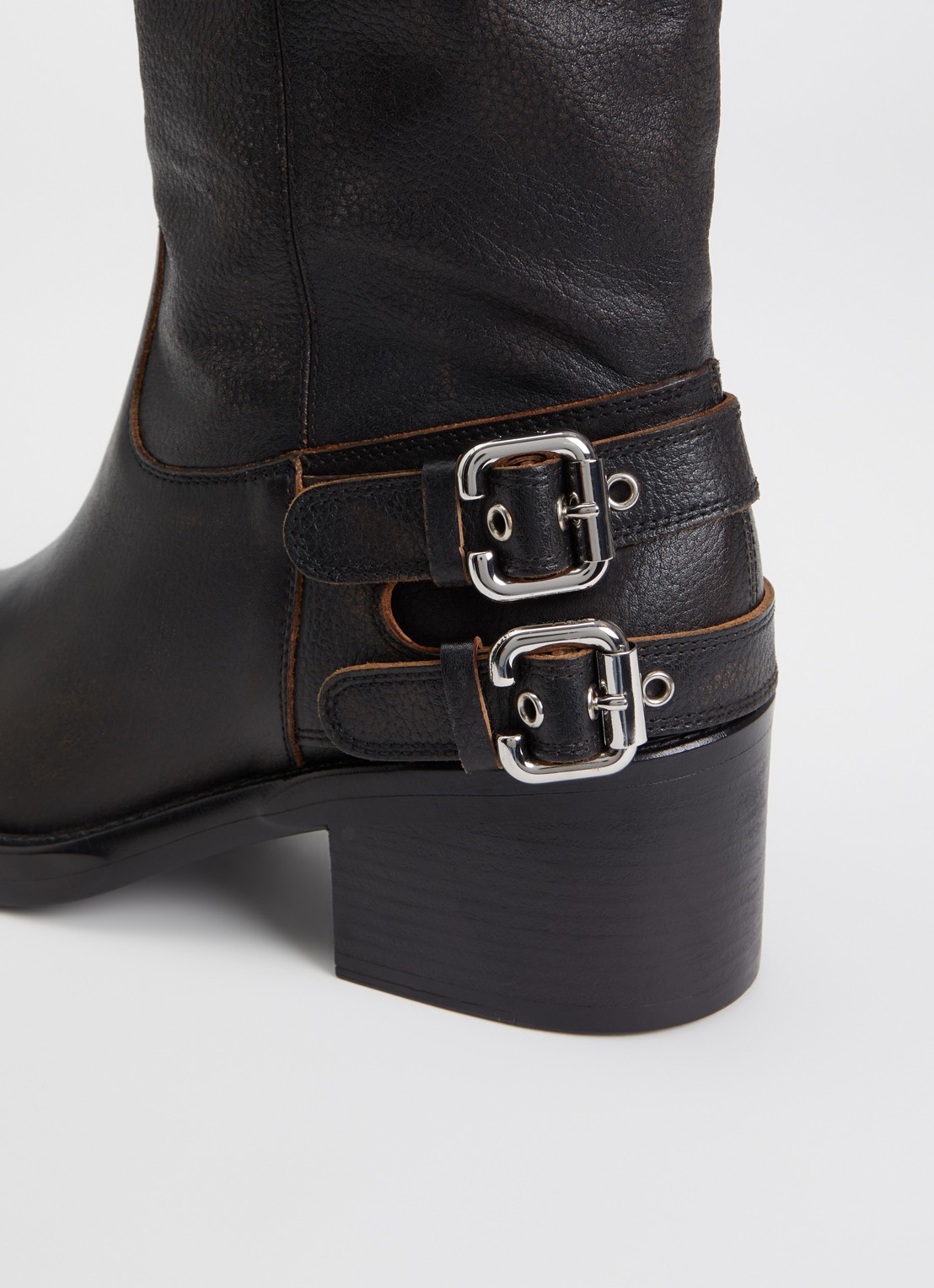 Chloé Dakota laars van kalfsleer met gespdetail - detail 5 donkerbruin