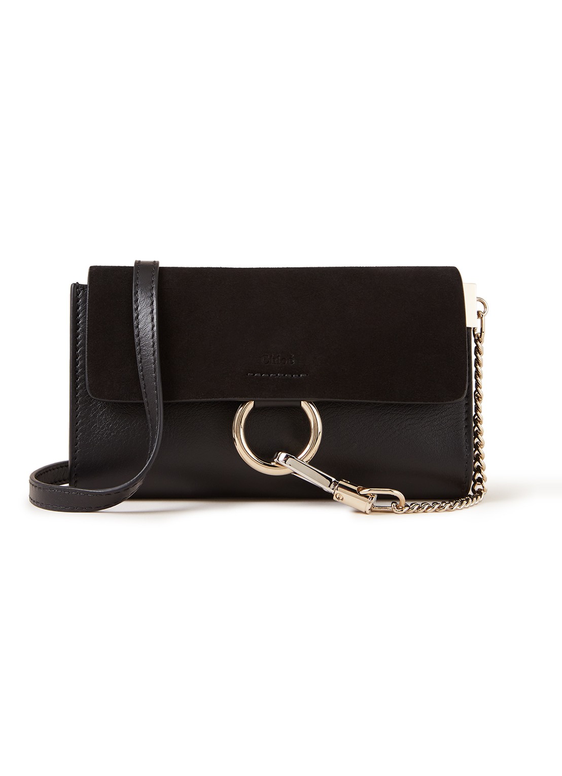 Chloé Faye clutch van kalfsleer en suède - voorkant zwart