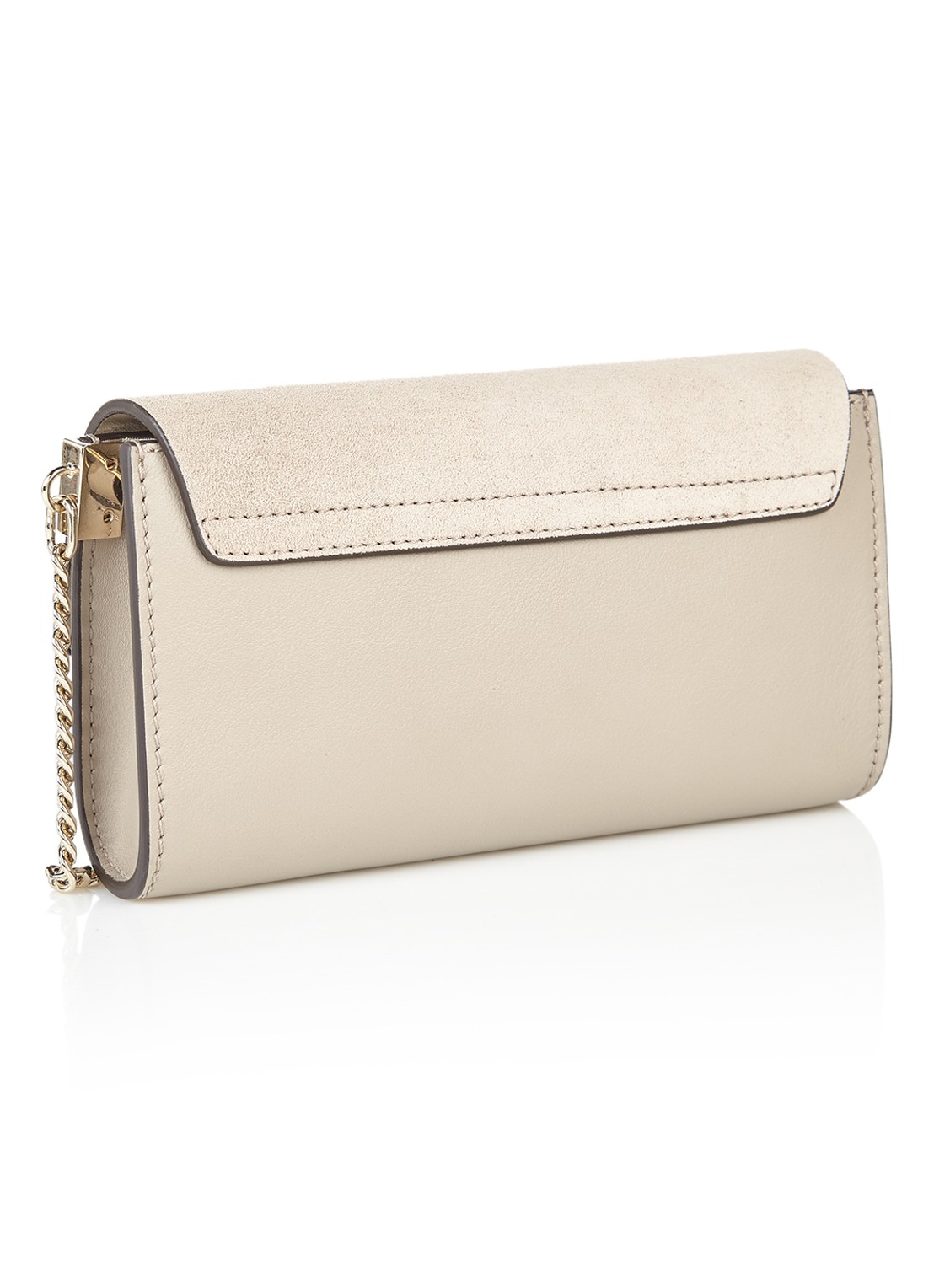 Chloé Faye clutch van kalfsleer en suède - detail middengrijs