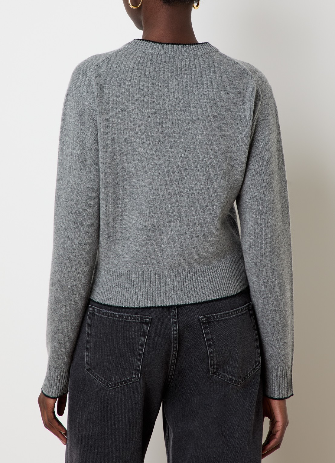 Chloé Fijngebreid vest in kasjmierblend met logoborduring - achterkant donkergrijs