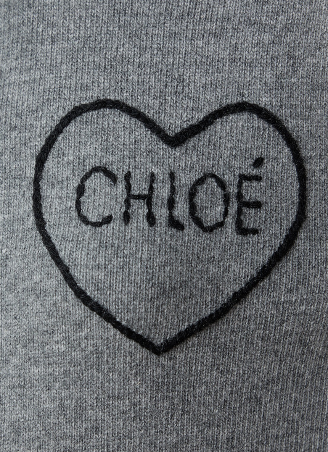 Chloé Fijngebreid vest in kasjmierblend met logoborduring - detail 4 middengrijs
