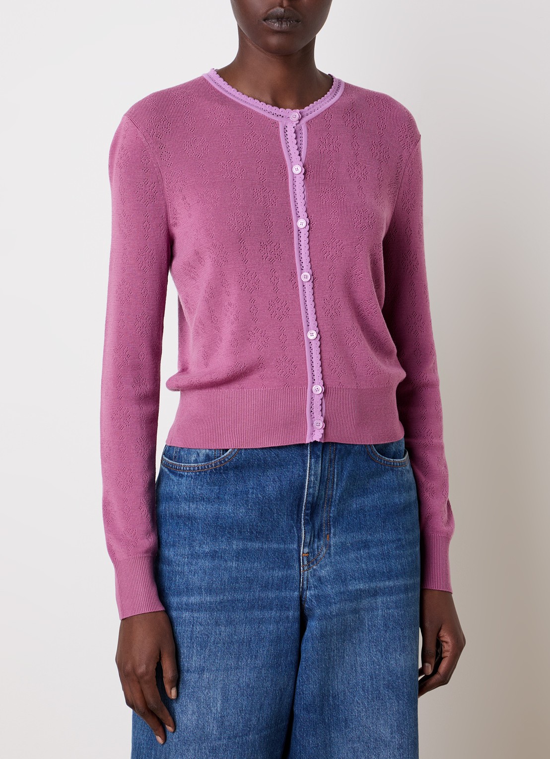 Chloé Fijngebreid vest  - detail 4 donkerroze