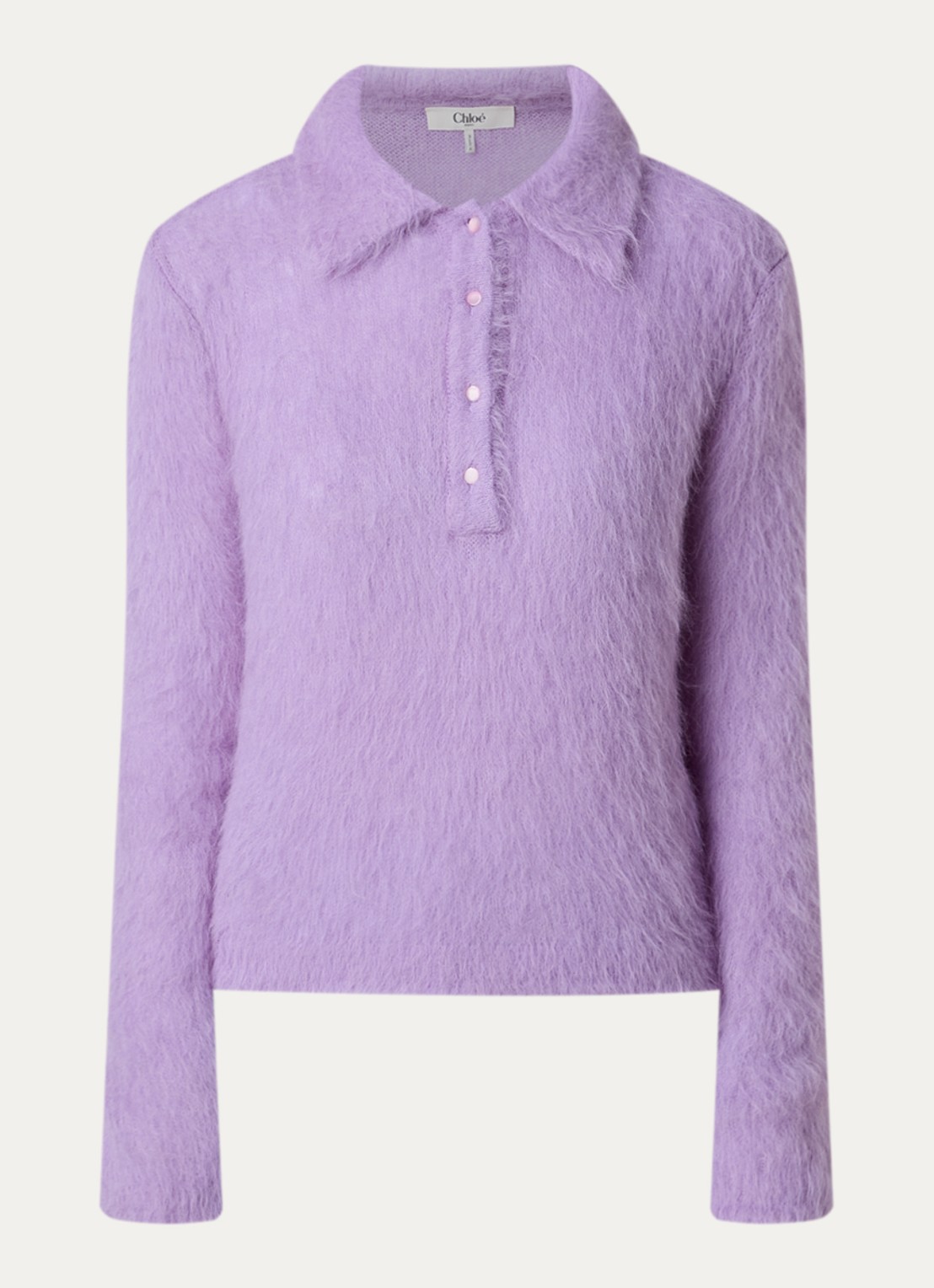 Chloé Fijngebreide trui in alpaca wolblend - voorkant lavendel