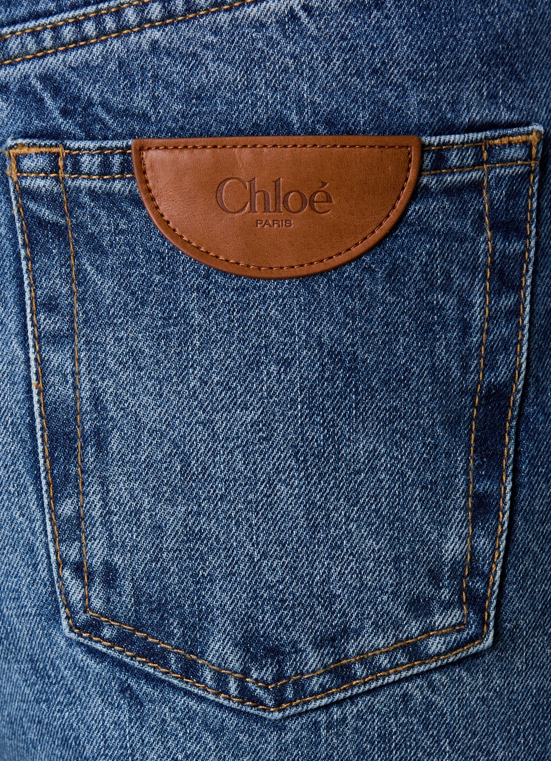 Chloé High waist wide fit culotte van denim met medium wassing - detail 3 indigo