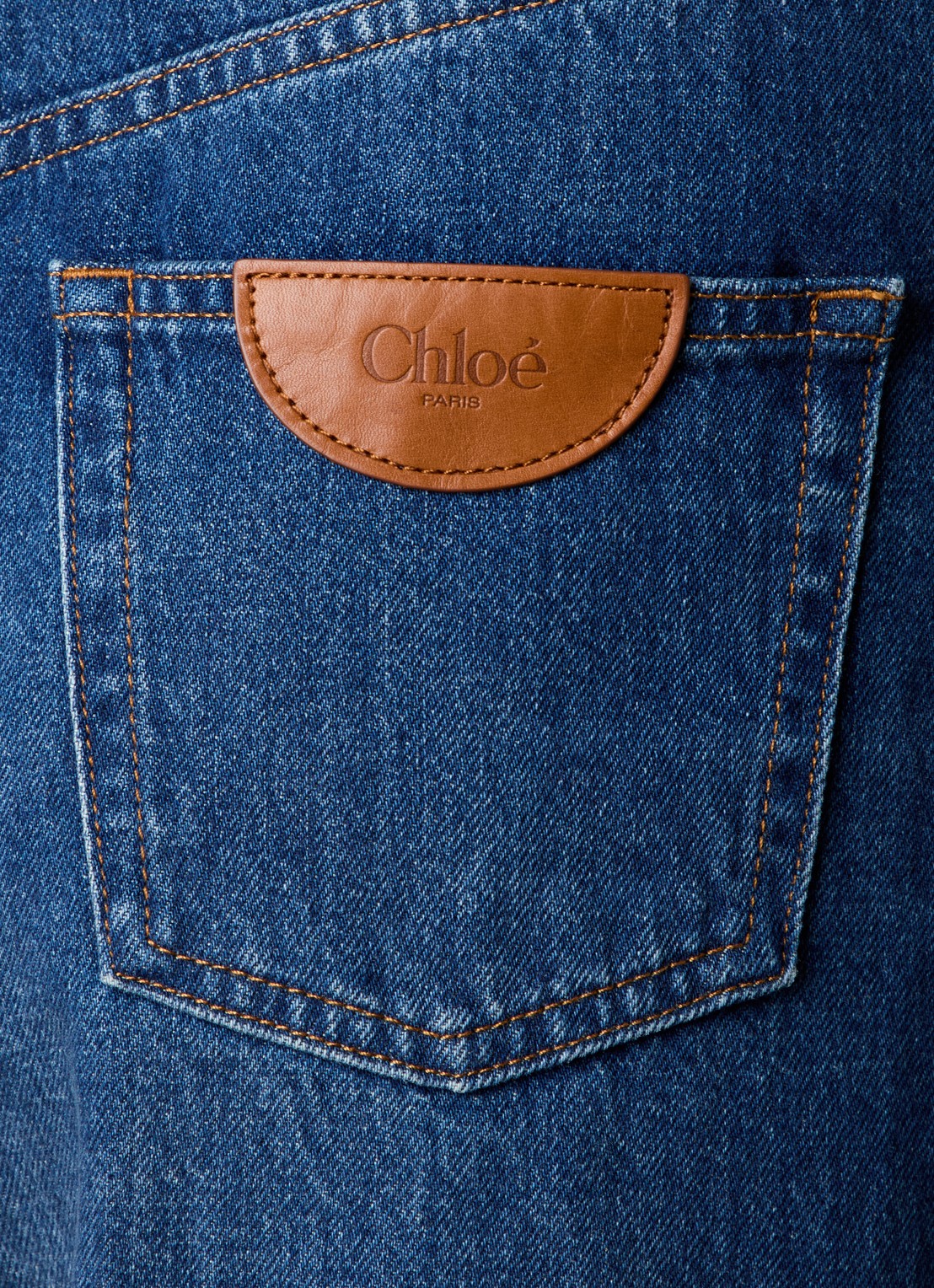 Chloé High waist wide leg jeans met medium wassing - detail 4 indigo