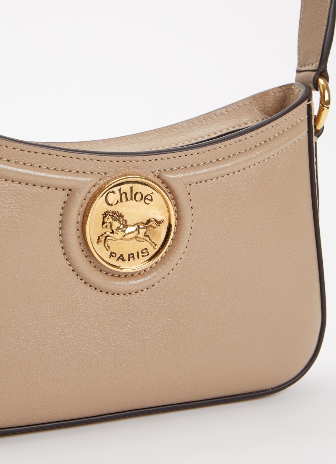 Chloé Horse Medal schoudertas van leer - detail 6 beige