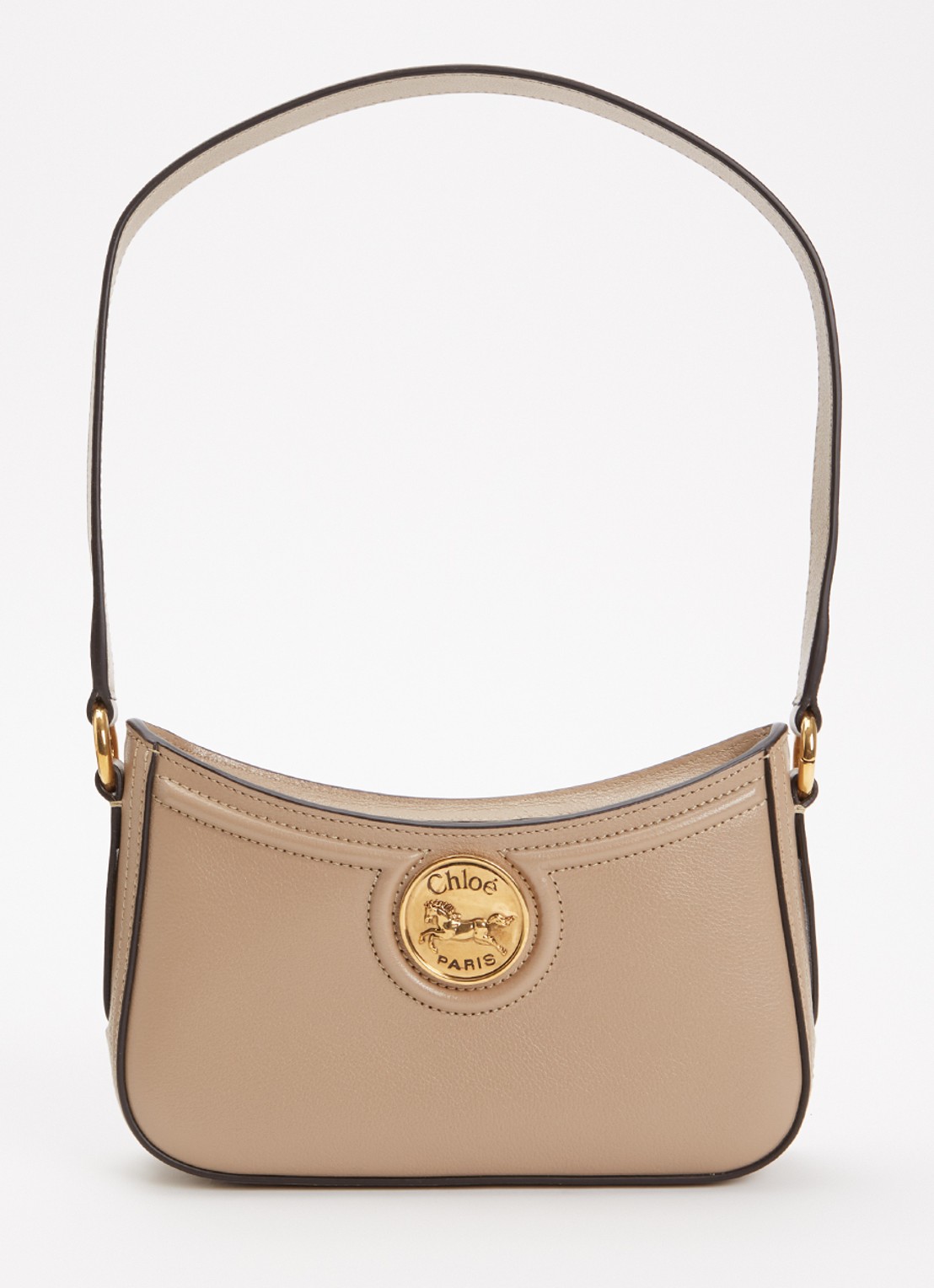 Chloé Horse Medal schoudertas van leer - voorkant beige