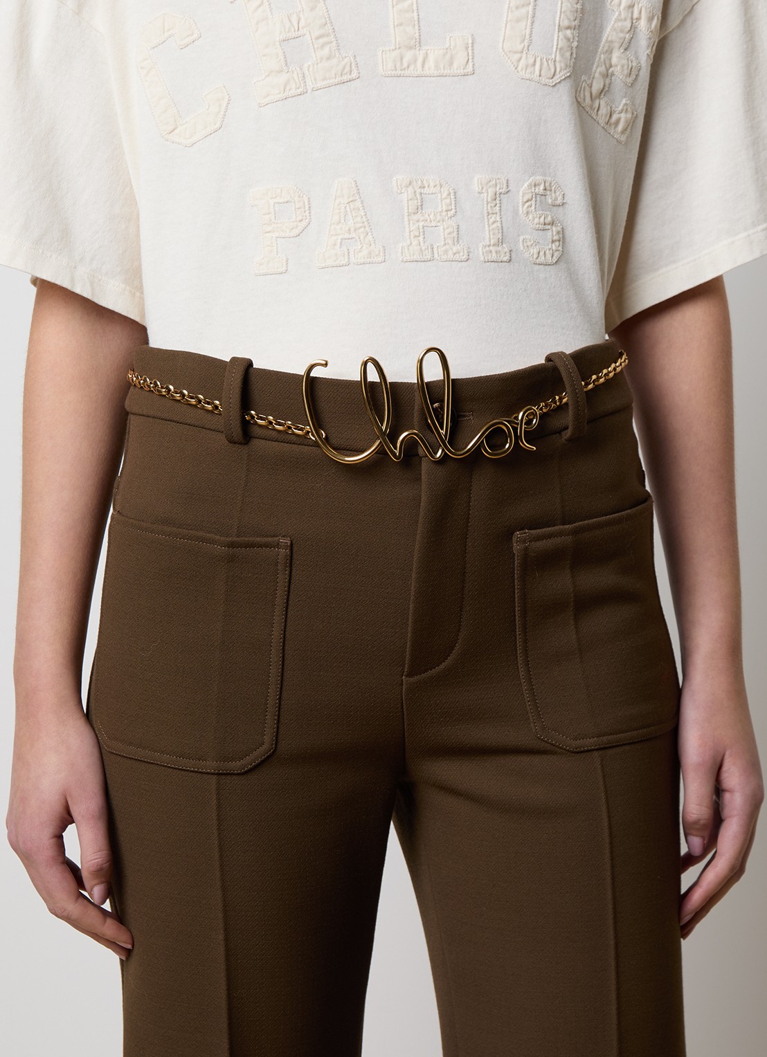 Chloé Iconic schakelriem met logo - voorkant 2 goud