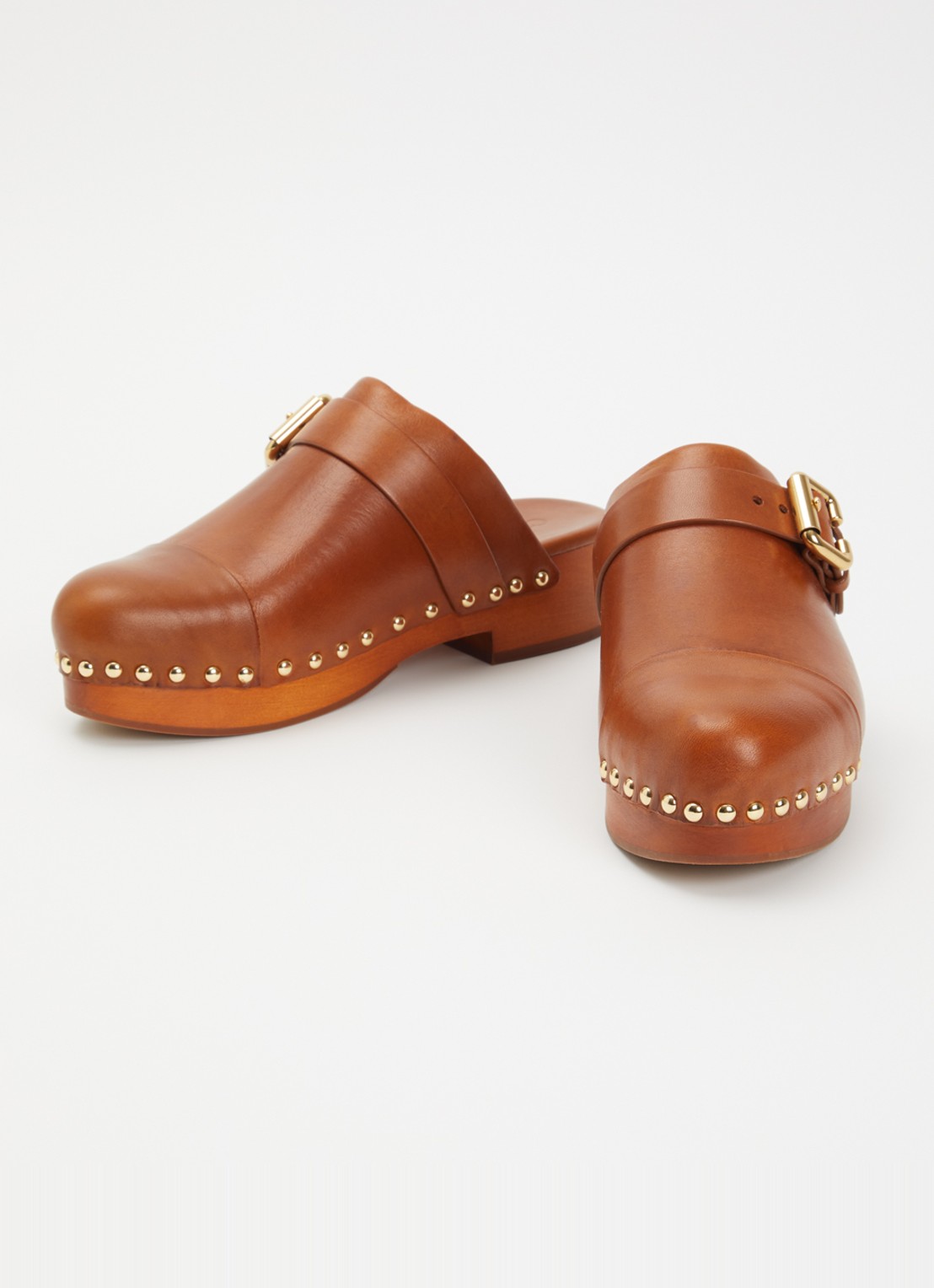 Chloé Jeannette muiltje van kalfsleer met gespdetail - detail 2 cognac