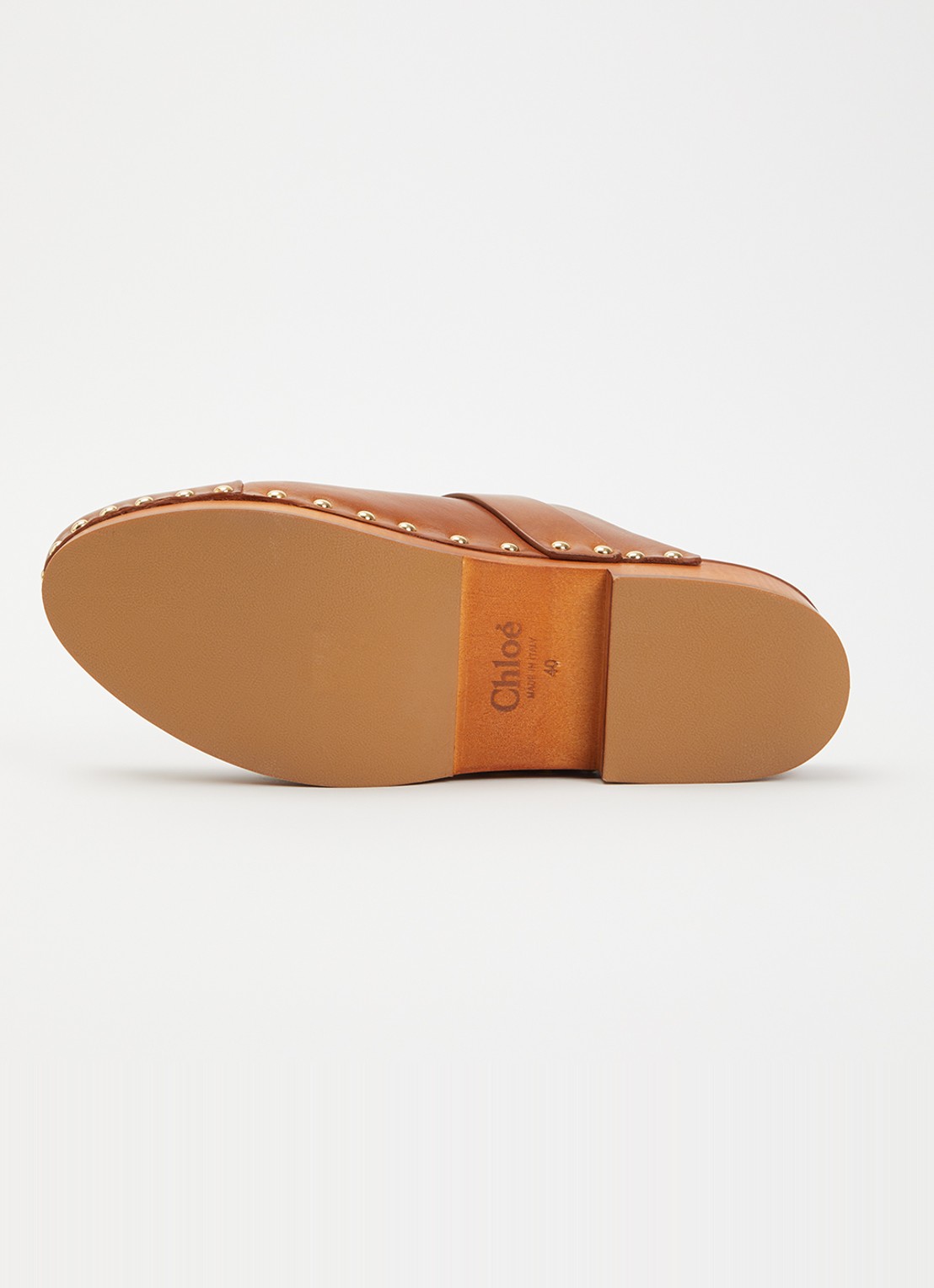 Chloé Jeannette muiltje van kalfsleer met gespdetail - detail 4 cognac