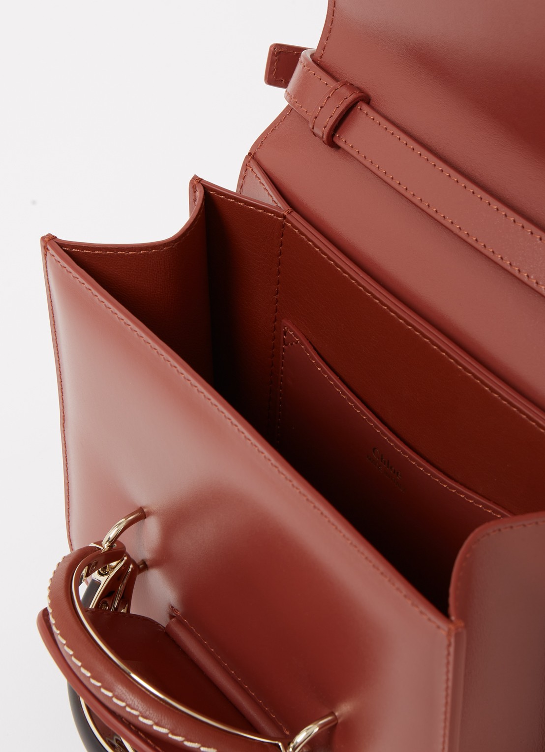 Chloé Kattie crossbodytas van kalfsleer  - detail 4 roodbruin
