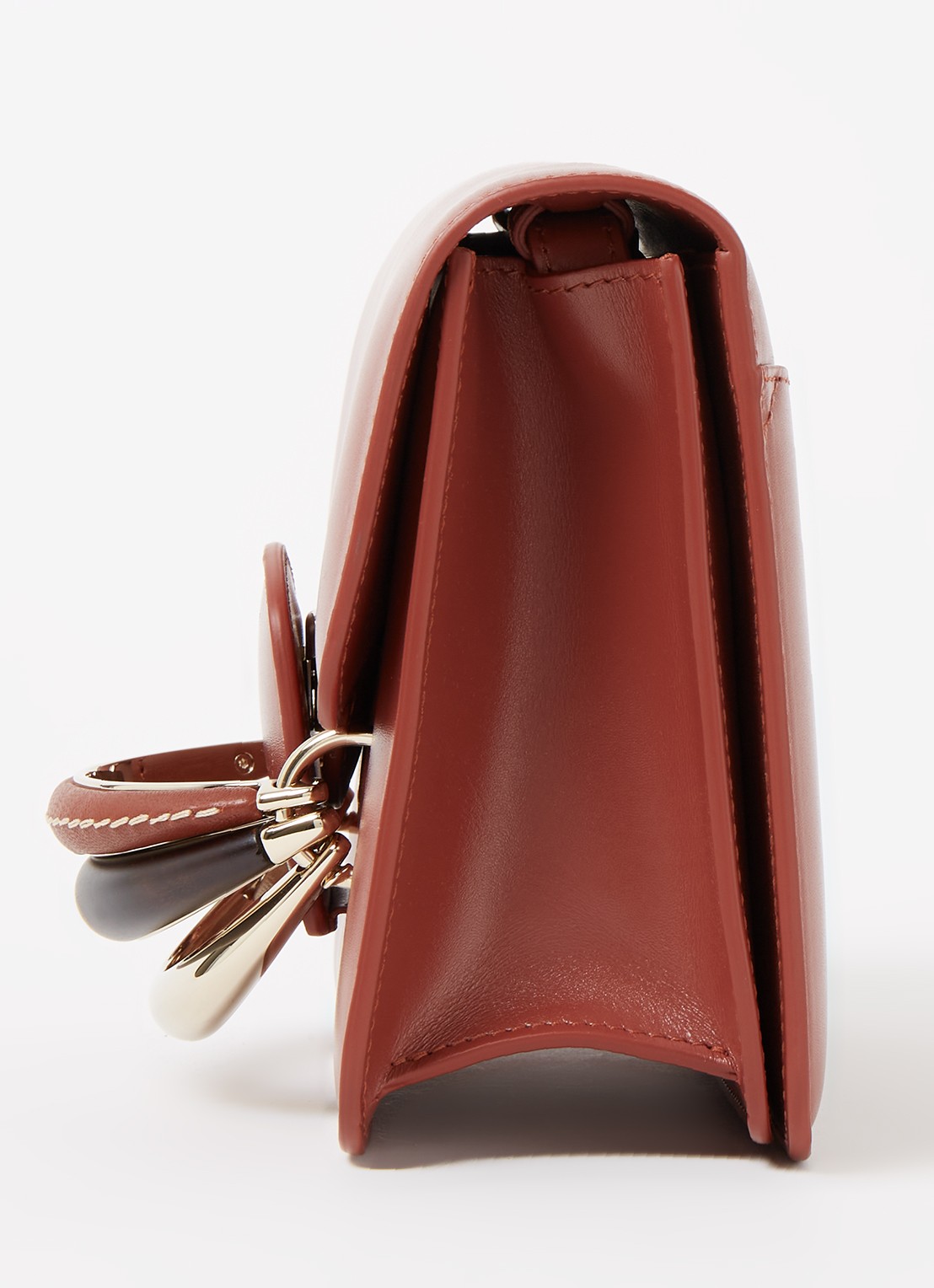 Chloé Kattie crossbodytas van kalfsleer  - detail 5 roodbruin