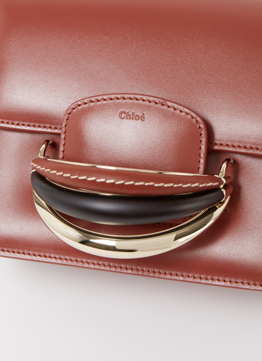 Chloé Kattie crossbodytas van kalfsleer  - detail 6 roodbruin