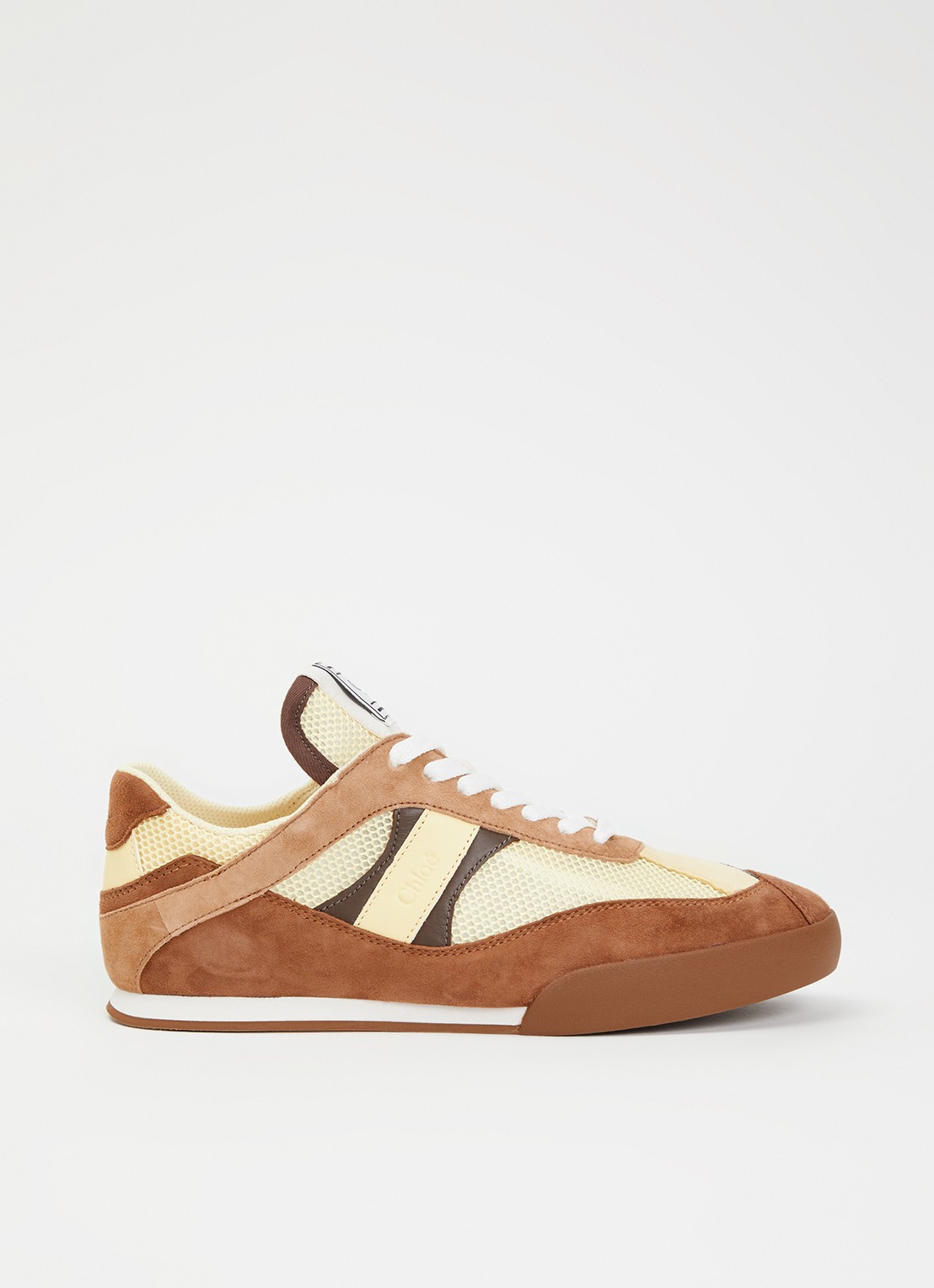 Chloé Kick sneaker met geitensuède details - voorkant 5 bruin
