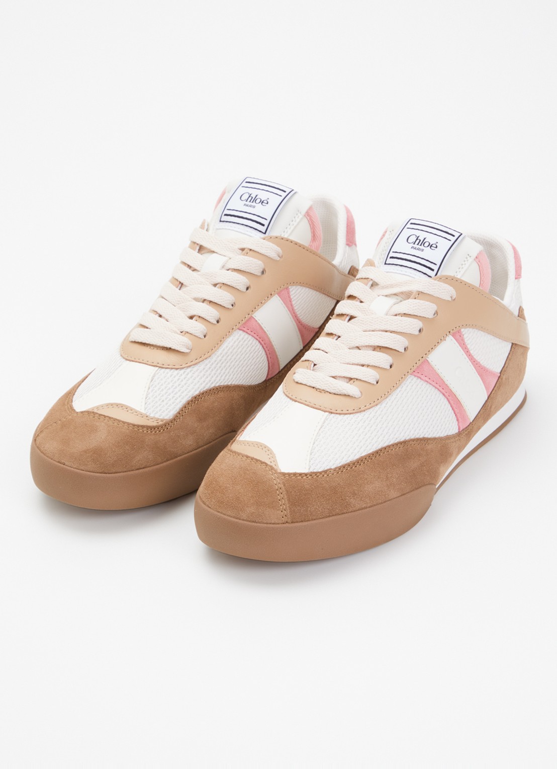 Chloé Kick sneaker met leren details - detail 2 lichtroze
