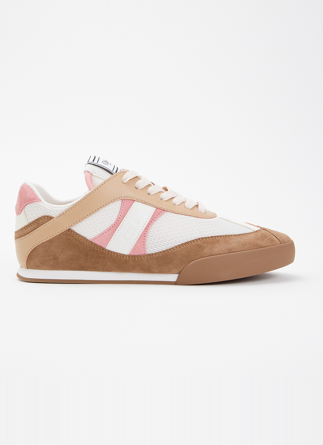 Chloé Kick sneaker met leren details - voorkant lichtroze