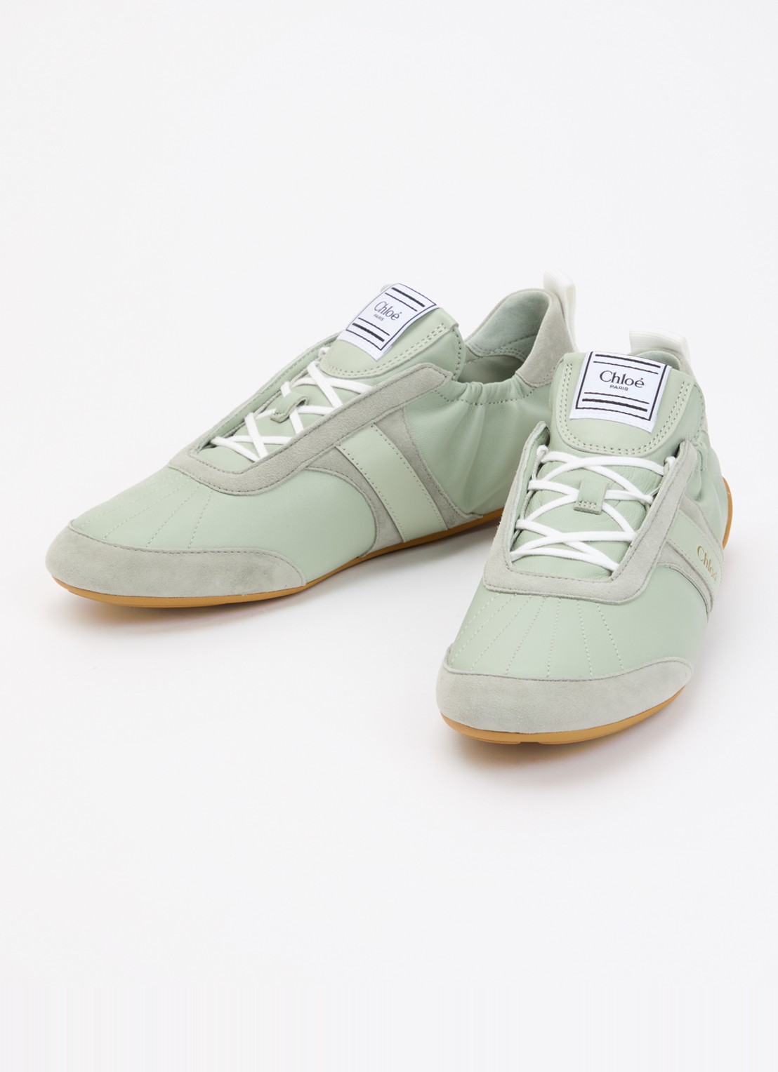 Chloé Kick sneaker van geitenleer met details van suède - detail 3 mint