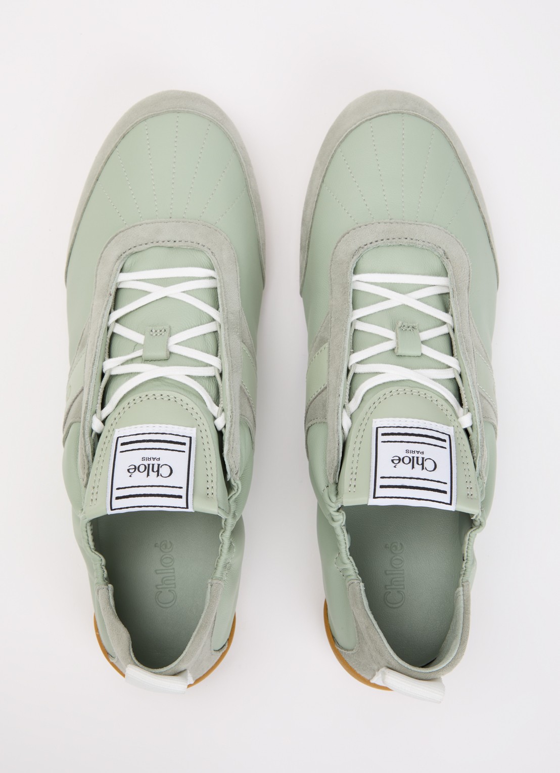 Chloé Kick sneaker van geitenleer met details van suède - detail 4 mint