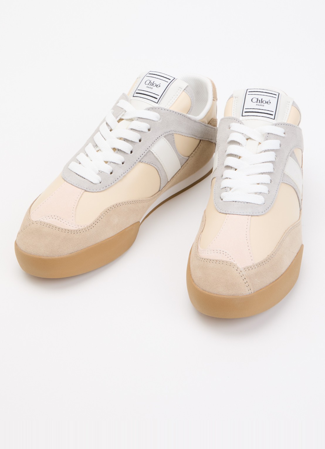 Chloé Kick sneaker van kalfsleer met details van suède - detail 3 beige