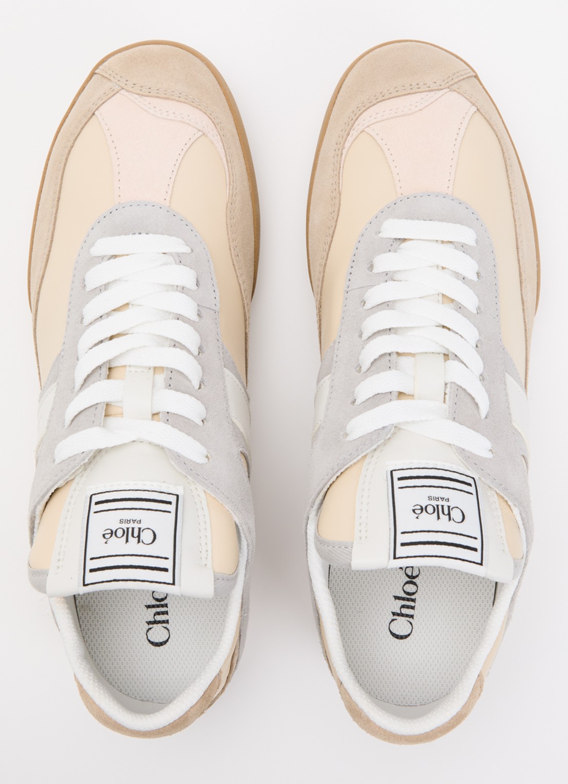 Chloé Kick sneaker van kalfsleer met details van suède - detail 4 beige