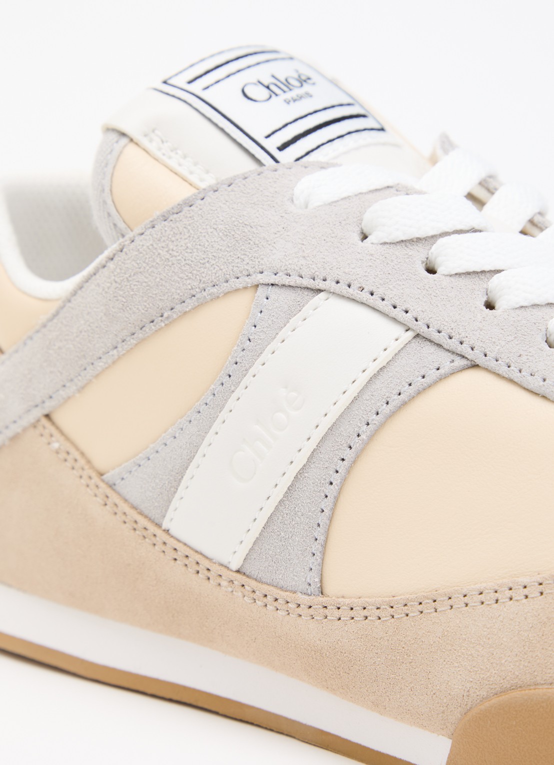 Chloé Kick sneaker van kalfsleer met details van suède - detail 6 beige