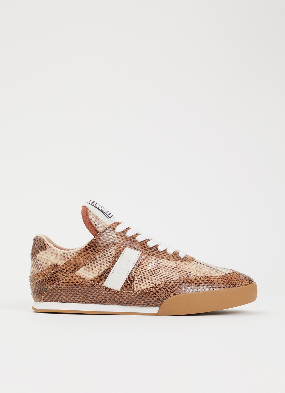 Chloé Kick sneaker van leer met slangenprint - voorkant 5 bruin