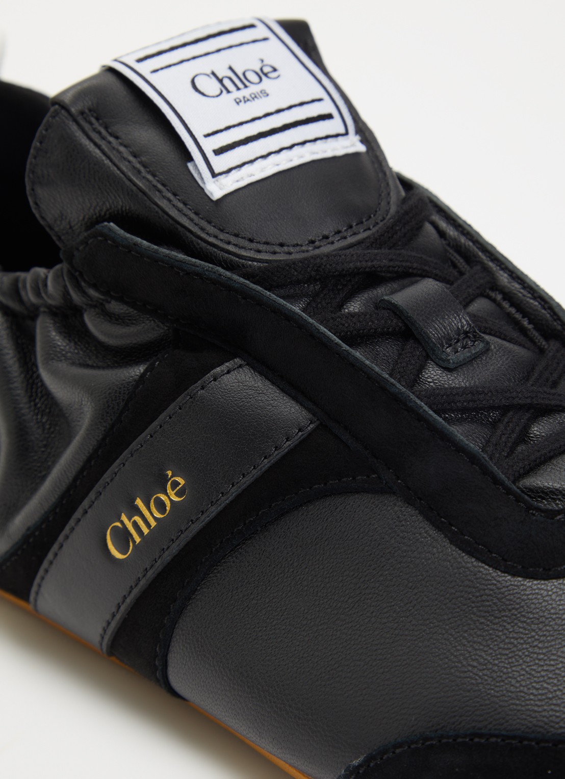 Chloé Kick sneaker van schapenleer met details van suède - detail 4 zwart