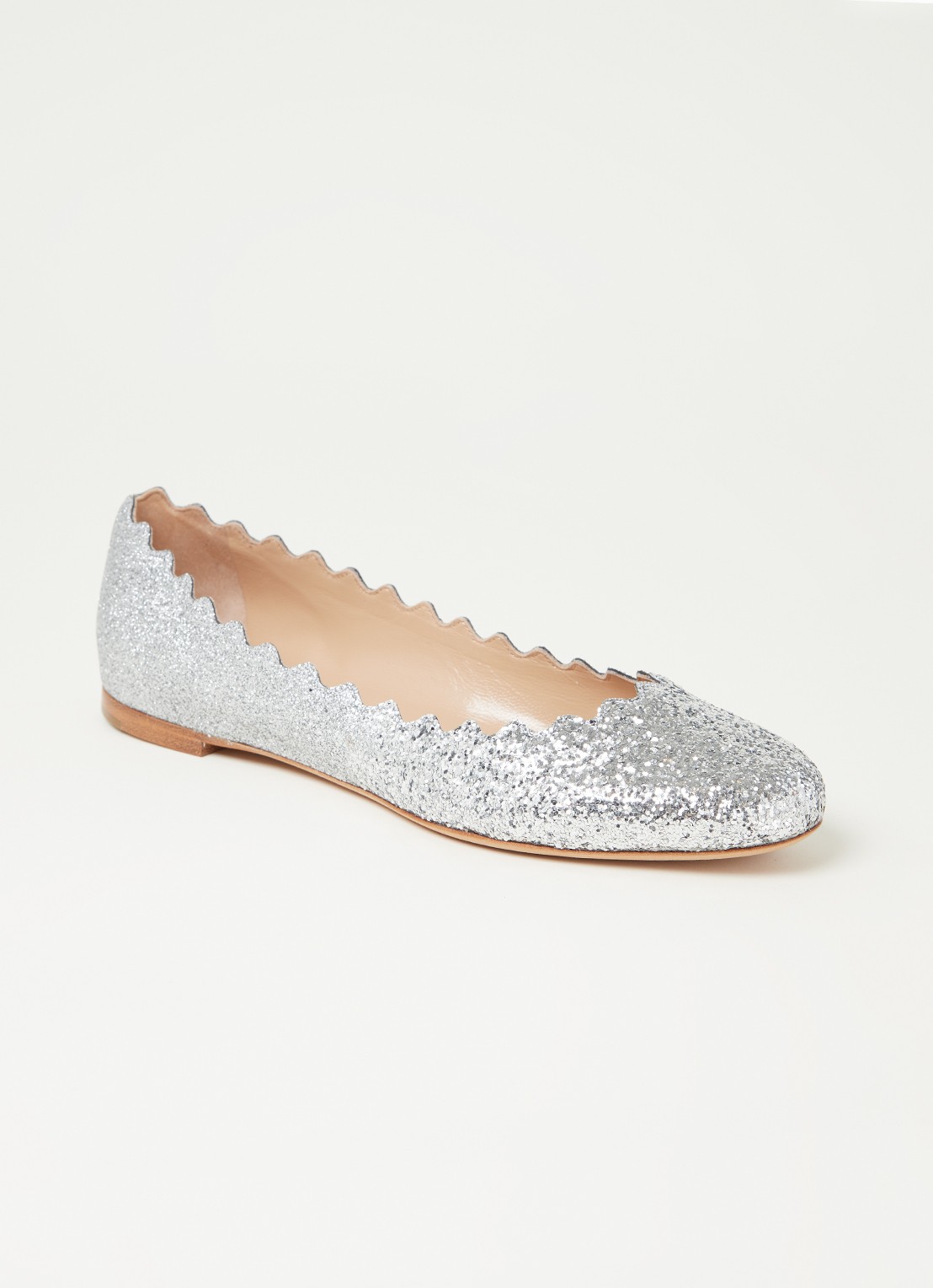 Chloé Lauren ballerina met glitter - voorkant zilver