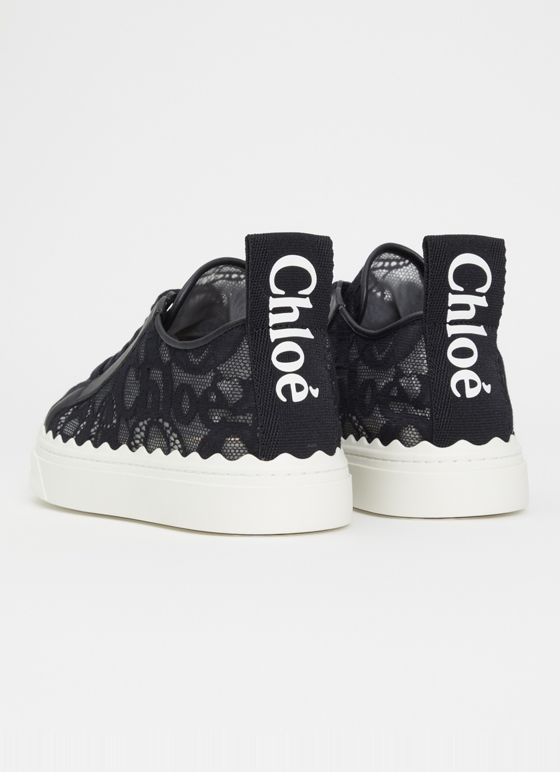 Chloé Lauren sneaker van kant met kalfsleren details - achterkant zwart