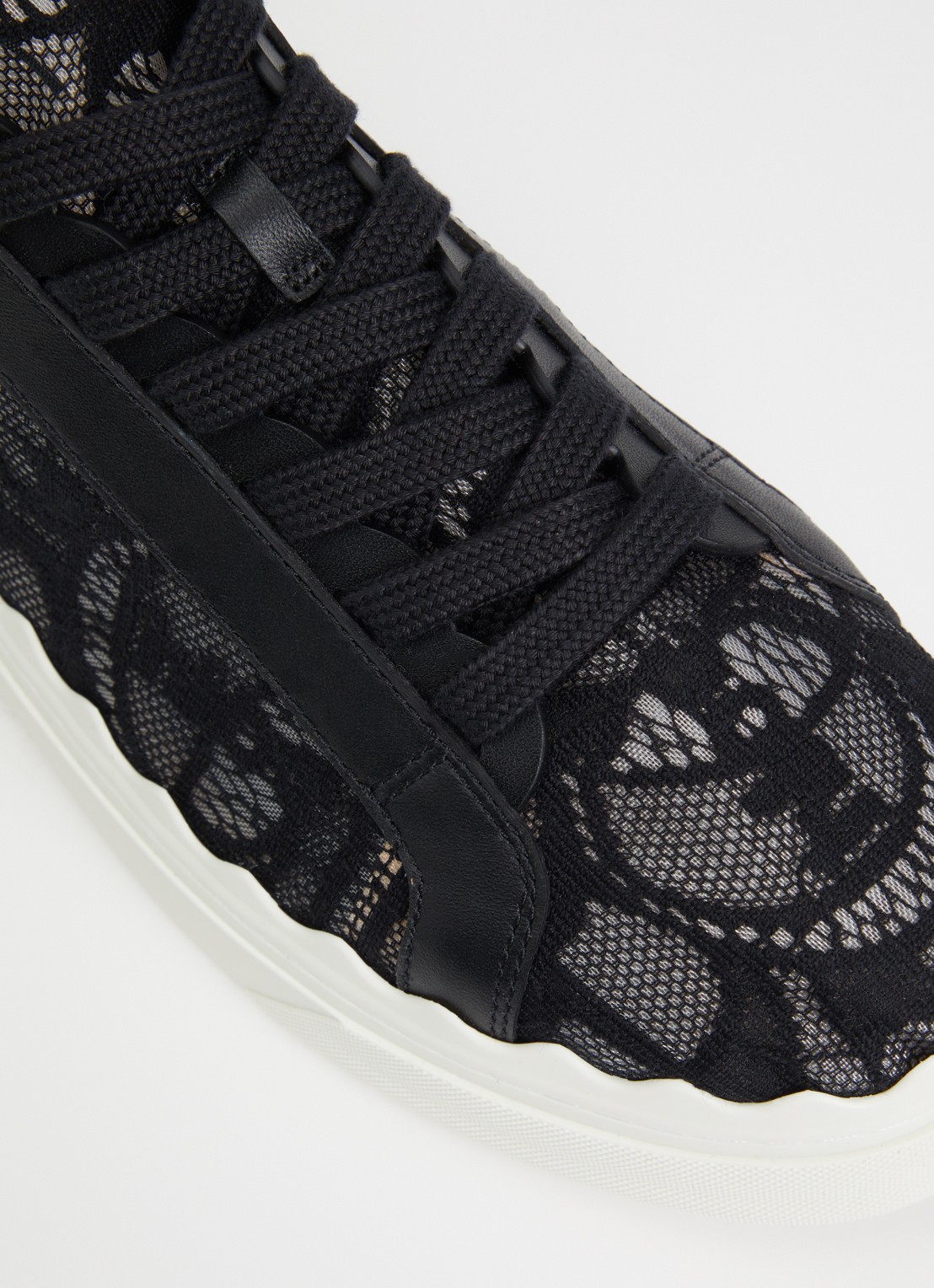 Chloé Lauren sneaker van kant met kalfsleren details - detail 5 zwart