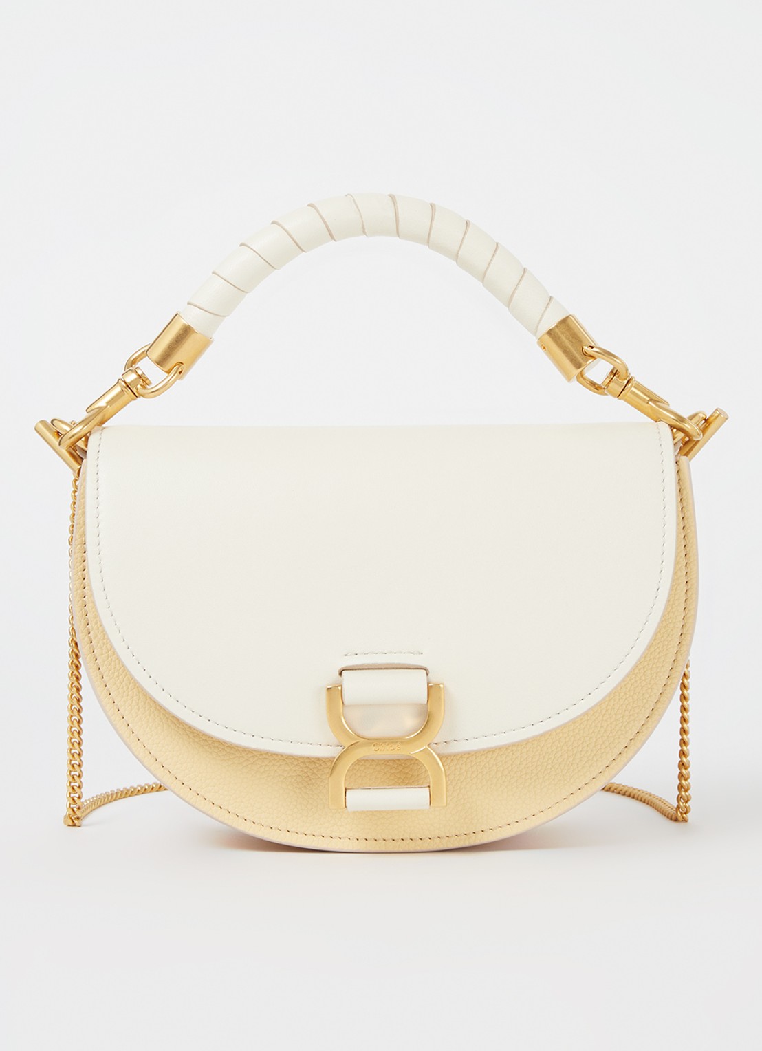 Chloé Marcie crossbodytas van kalfsleer met suède details - voorkant gebroken wit