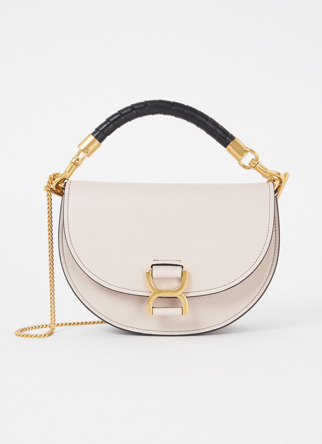Chloé Marcie handtas van kalfsleer met suède details - voorkant 5 taupe