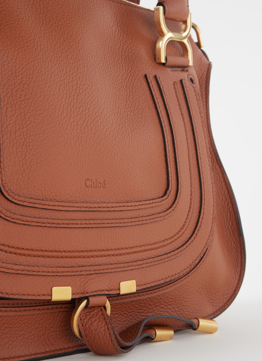 Chloé Marcie handtas van kalfsleer - detail 3 cognac