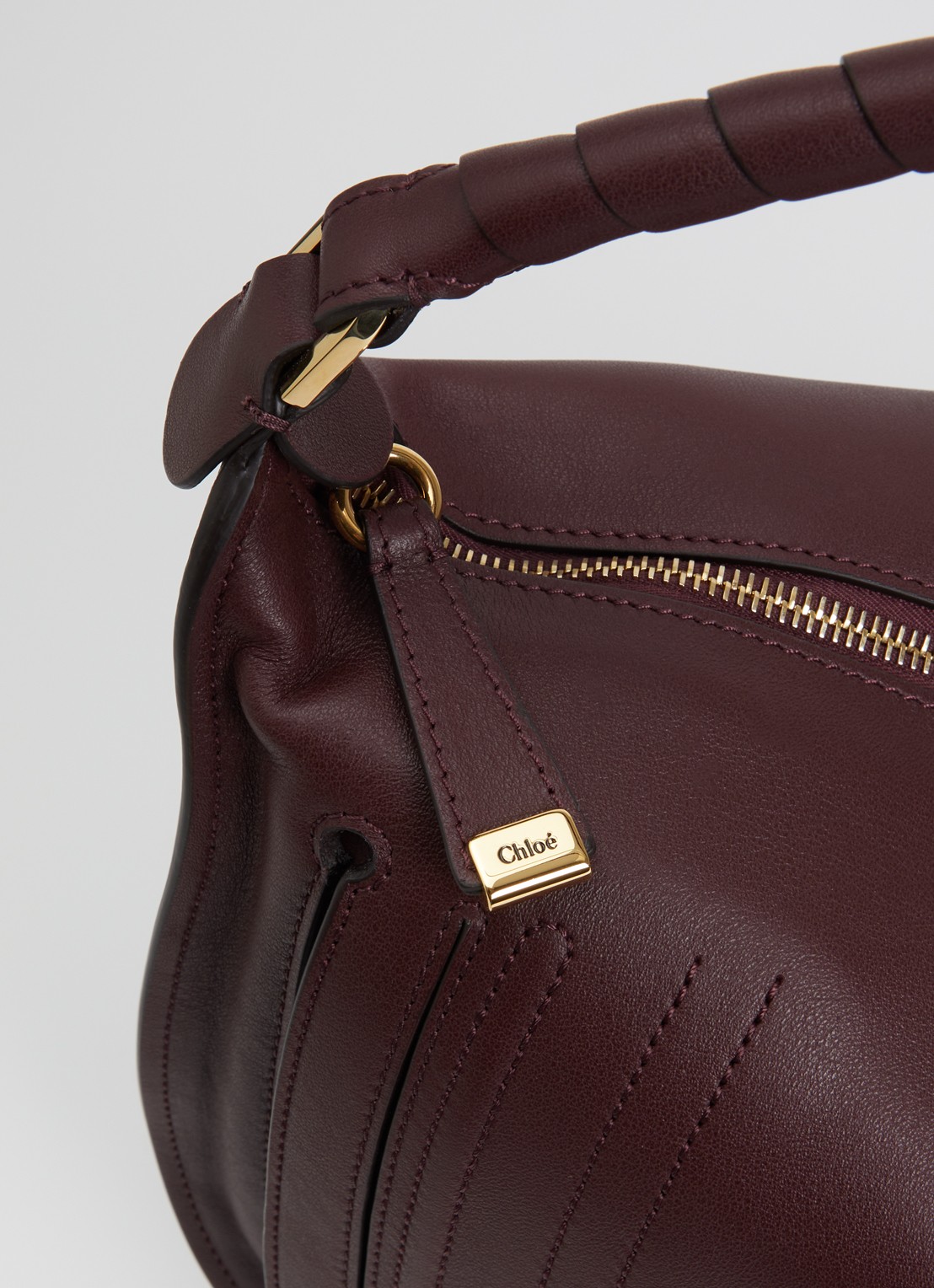 Chloé Marcie Medium schoudertas van kalfssuède  - detail 4 bordeauxrood