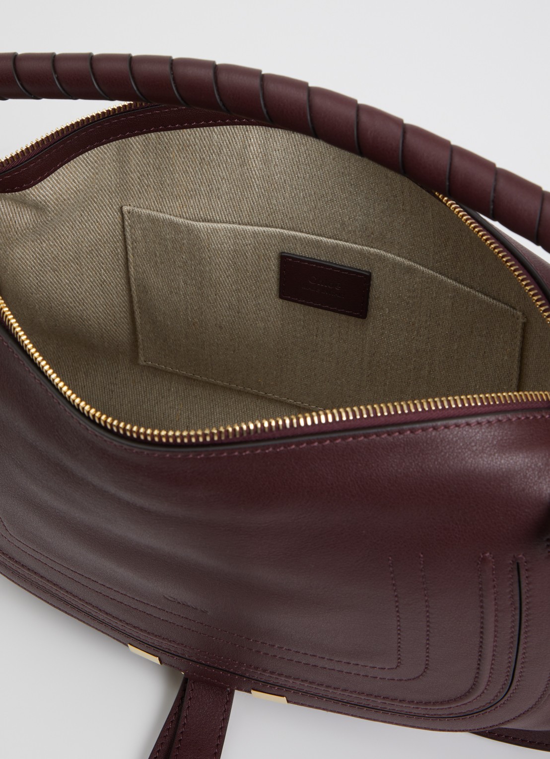 Chloé Marcie Medium schoudertas van kalfssuède  - detail 3 bordeauxrood