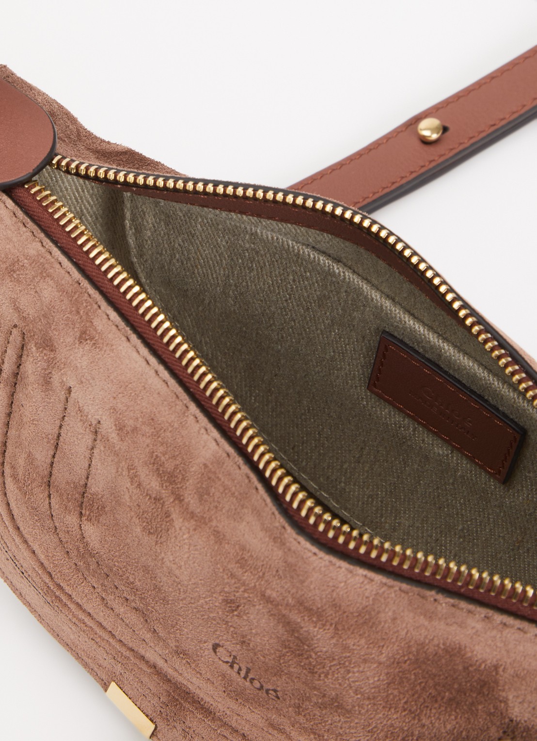 Chloé Marcie mini schoudertas van suède - detail 2 bruin