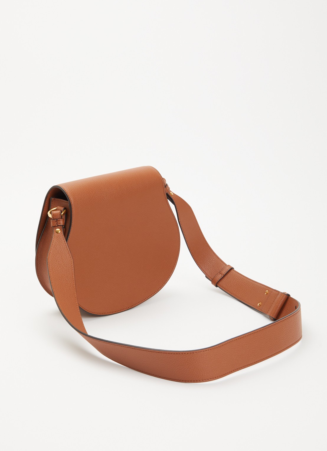 Chloé Marcie Saddle crossbodytas van kalfsleer - achterkant cognac