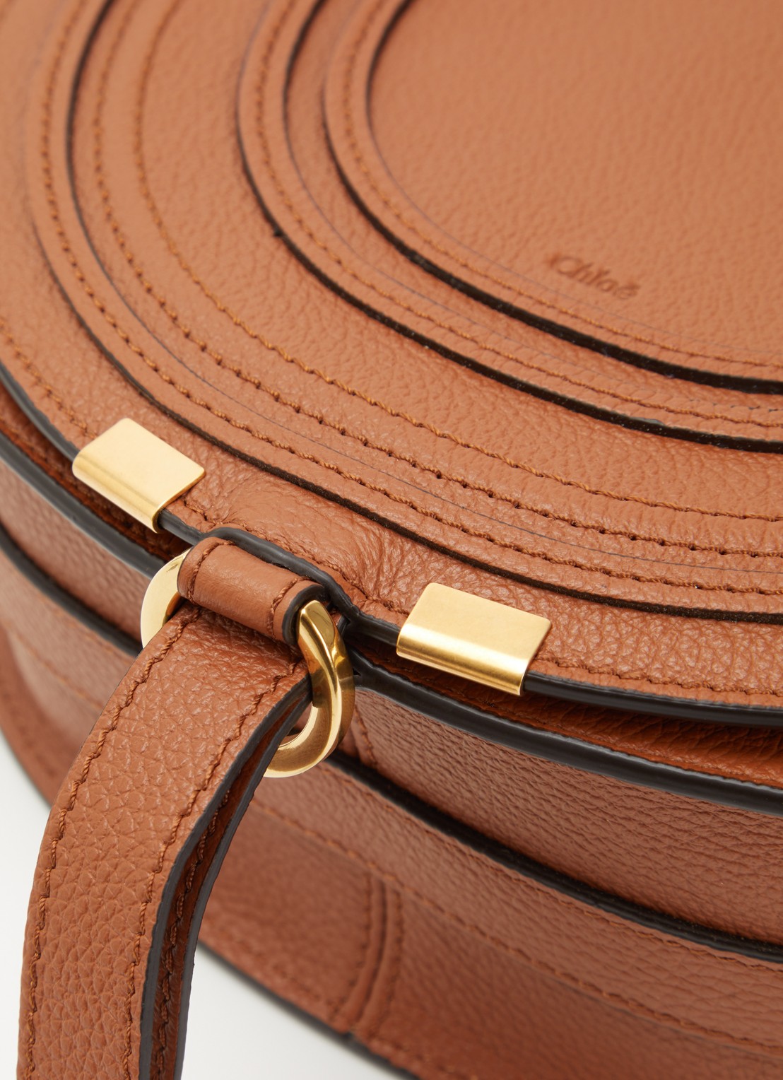 Chloé Marcie Saddle crossbodytas van kalfsleer - detail 4 cognac