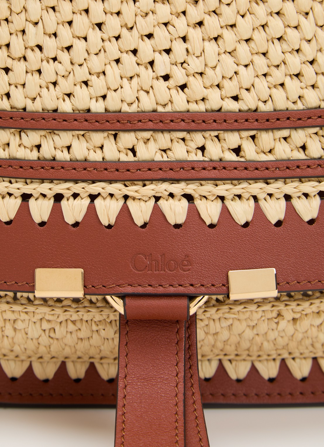 Chloé Marcie schoudertas met details van kalfsleer met afneembare schouderriem - detail 6 roodbruin