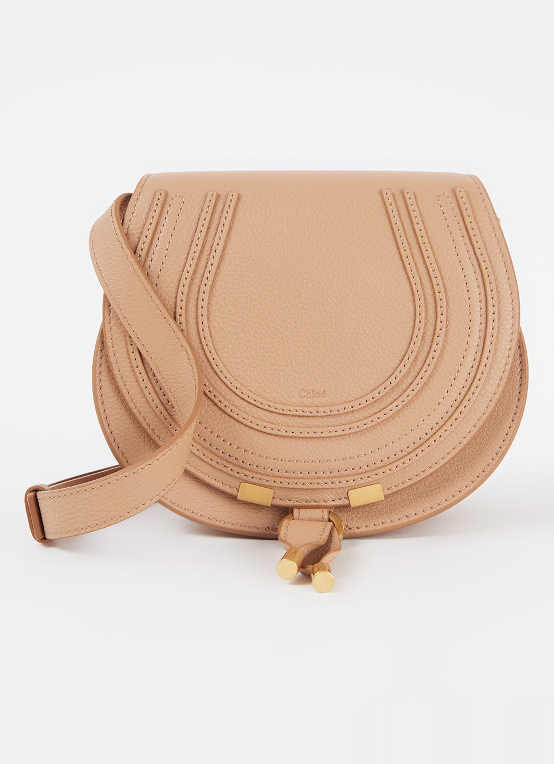 Chloé Marcie Small crossbodytas van kalfsleer - voorkant 4 camel