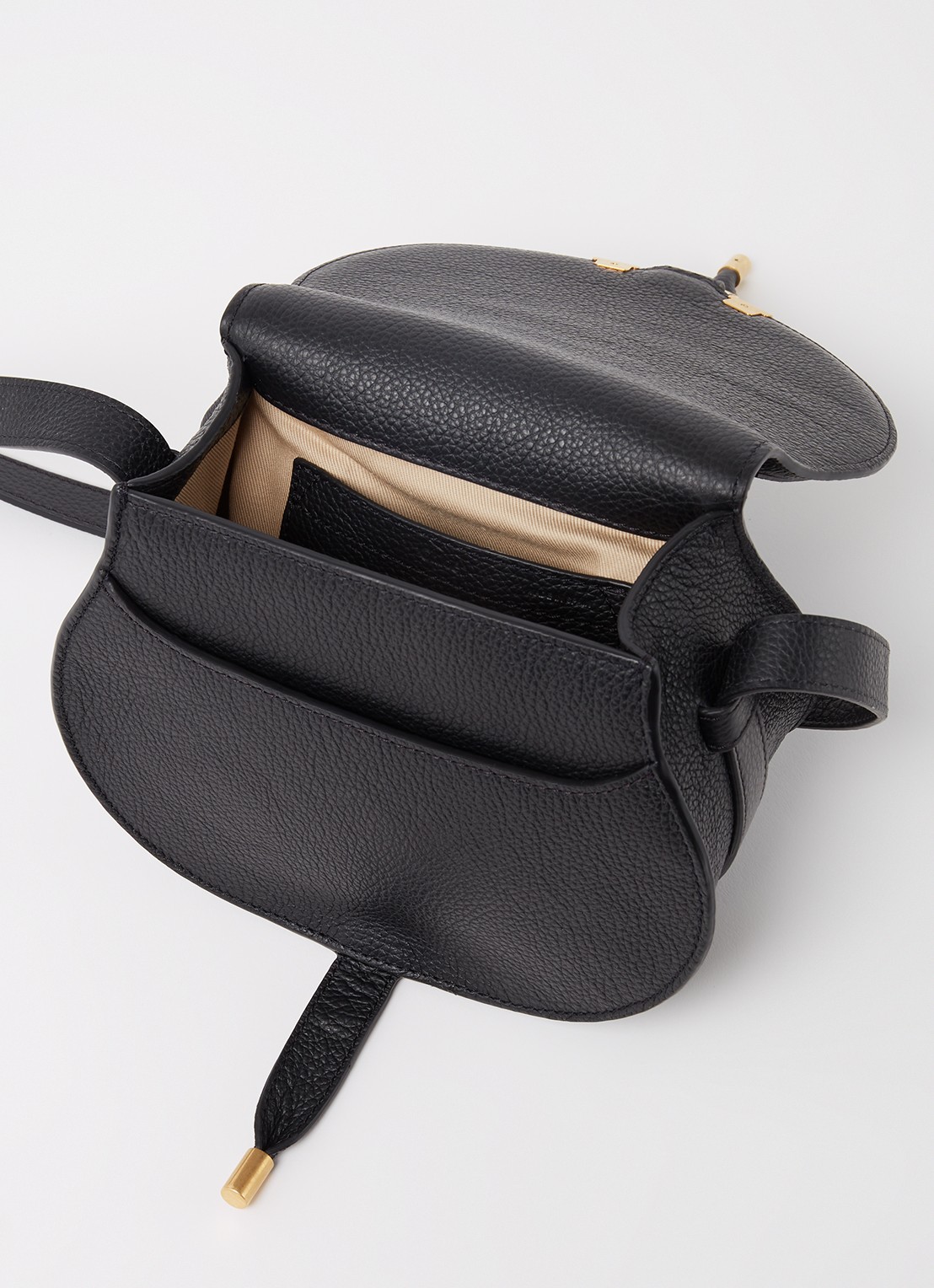 Chloé Marcie Small crossbodytas van kalfsleer - detail zwart